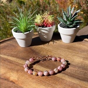 Genuine Natural Sunstone and copper wire wrapped bracelet